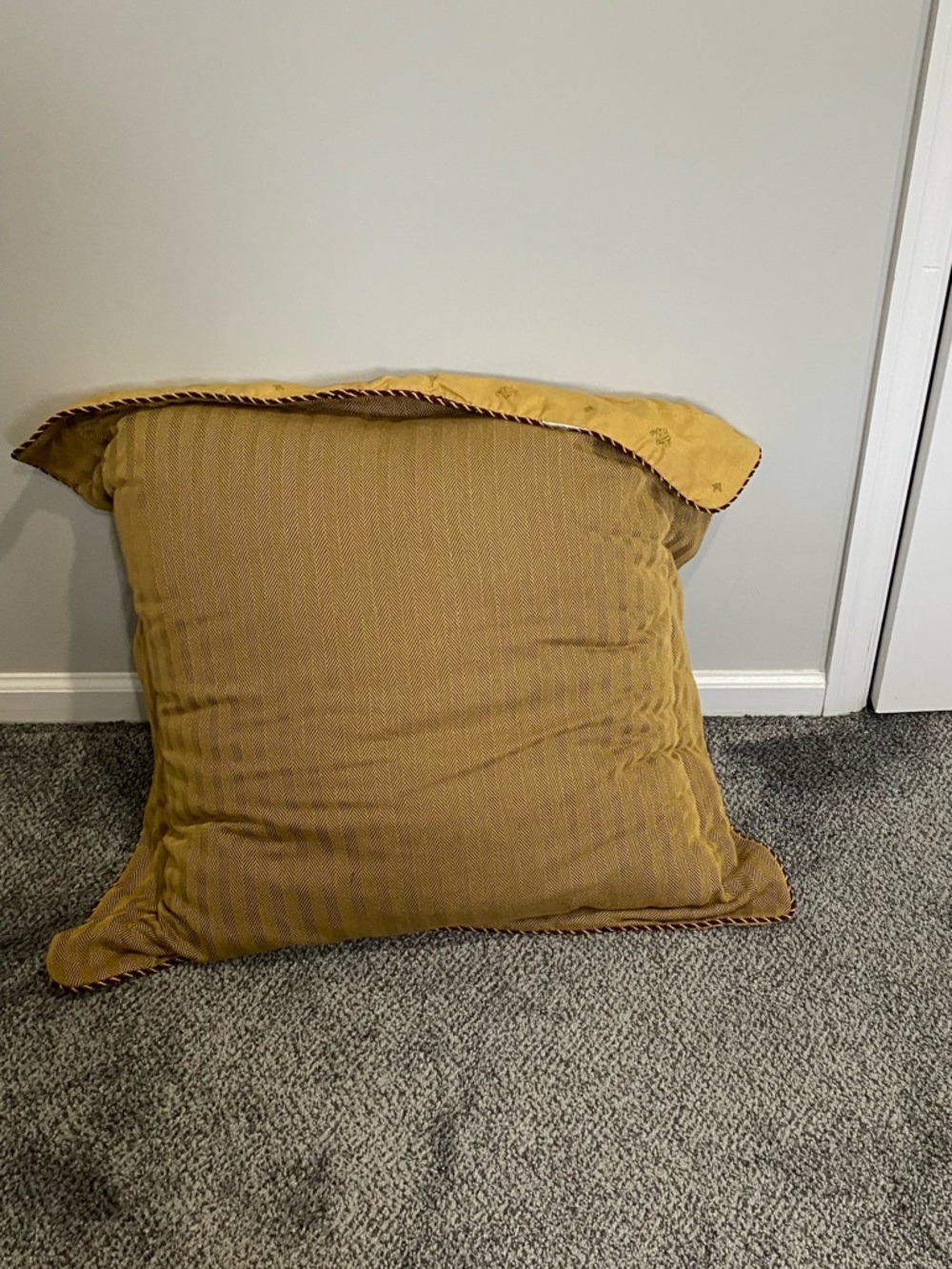 Mustard Embroidered Square Accent Pillow - Unbranded - Picture 2 of 5